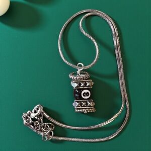 Vintage Silver Toned 8 Ball Pendant Necklace